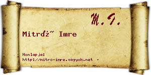 Mitró Imre névjegykártya